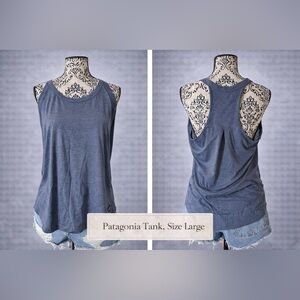Patagonia Women’s Tank Top Size Large Blue Gray Racerback Casual Outdoor